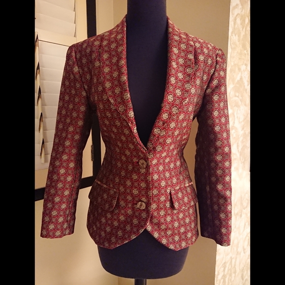 The Limited Jackets & Blazers - Red Brocade THE LIMITED COLLECTION Smoking Jacket